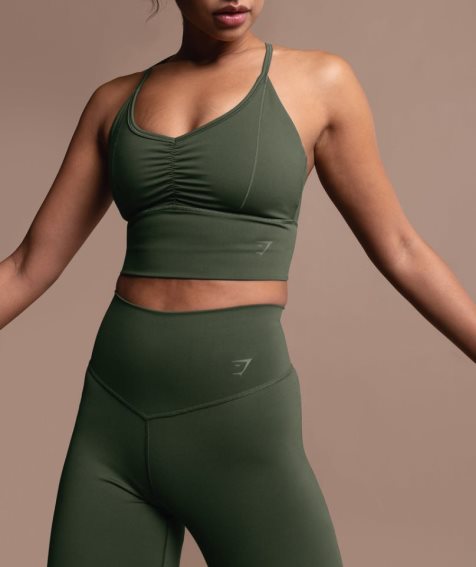 Staniki Sportowe Gymshark Elevate Longline Damskie Oliwkowe | PL 935NHZ